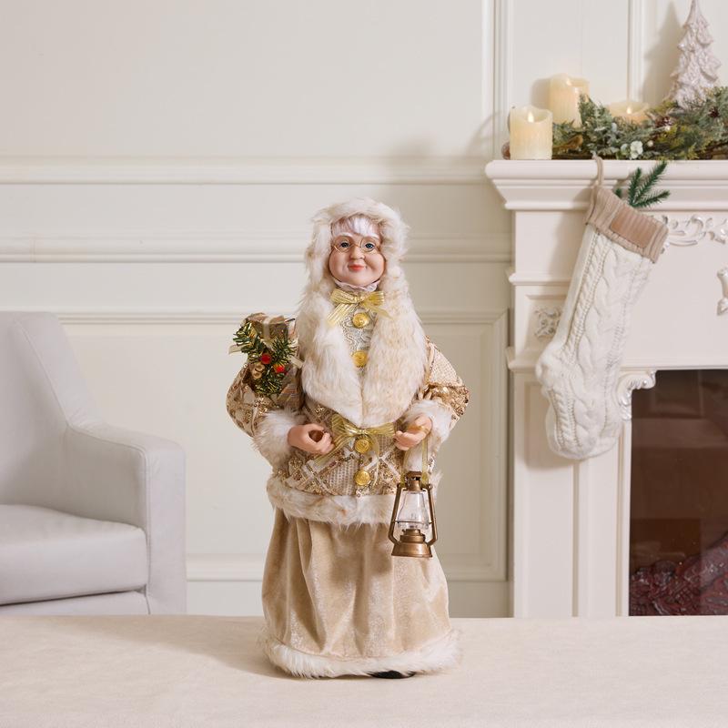 Pflaumenrot Nikolaus Oma Puppe mit Geschenktüte Weihnachtsdekoration