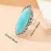 Turquoise Inlaid Bohemian Geometric Ring - Trendy Ethnic Style Jewelry