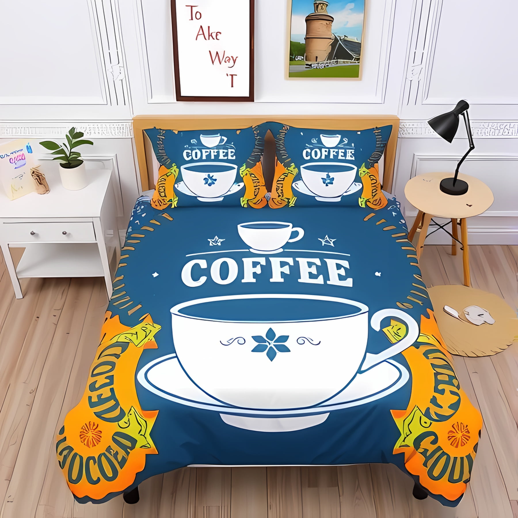 

Comforter Coffee Lover Bold Coffee Design With Steaming Cups Flowers Beans On Black Background Warm Soft And Breathable Comforter (quilt)-EU Single(135*200cm)3pcs