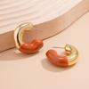 PuRui Trendy White/Black/Red C Shape Stud Earrings for Women New Acrylic Simple Earrings Ladies Party Wedding Zircon Gifts 2024