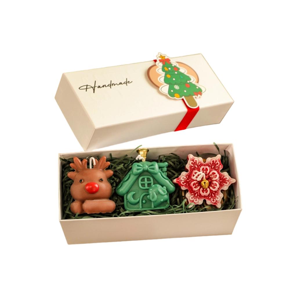 Christmas Creative Handmade Fragrant Wax Candle Gift Set With Christmas Tree And Fawn Shapes