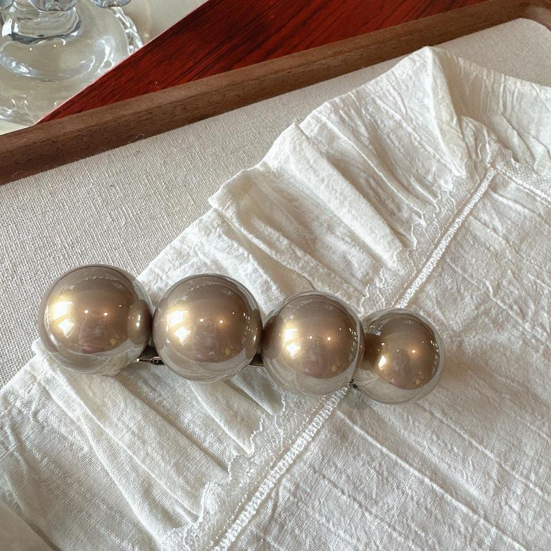 

Винтажная заколка для волос с жемчугом Элегантная цельная заколка-автомат с крупным жемчужным акцентом