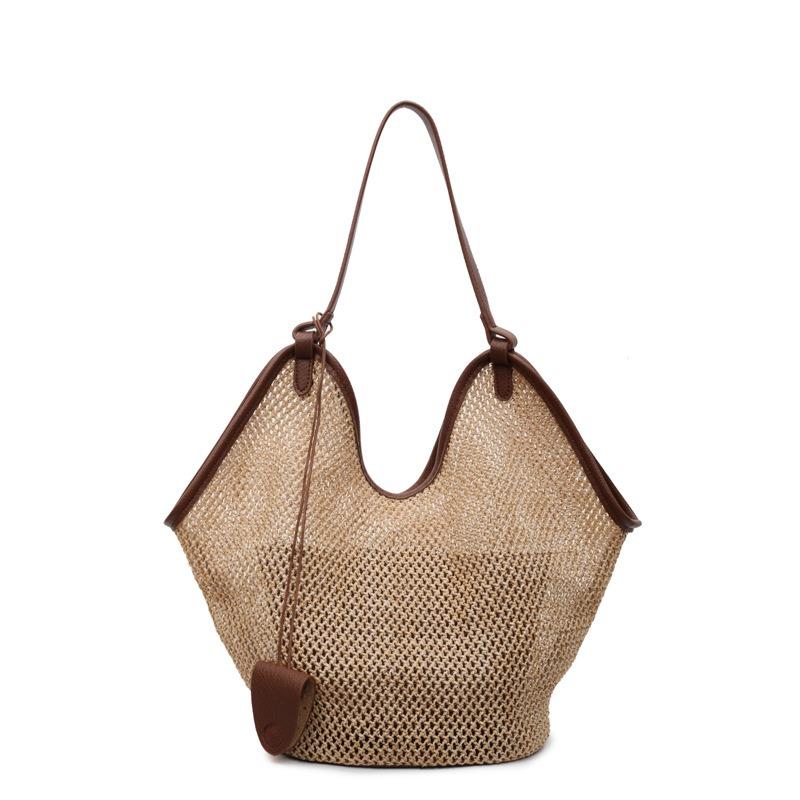 Straw Bag Summer Bag Lazy Wind Woven Large Capacity Shoulder Tote Bag Seaside Vacation Wind Beach Bag