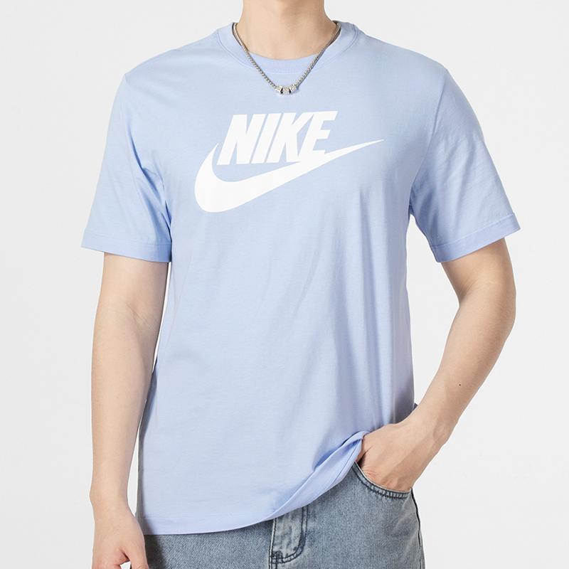 Nike Alphabet Logo Casual Round Neck Short Sleeve T-Shirt Men Tops Blue AR5005-549