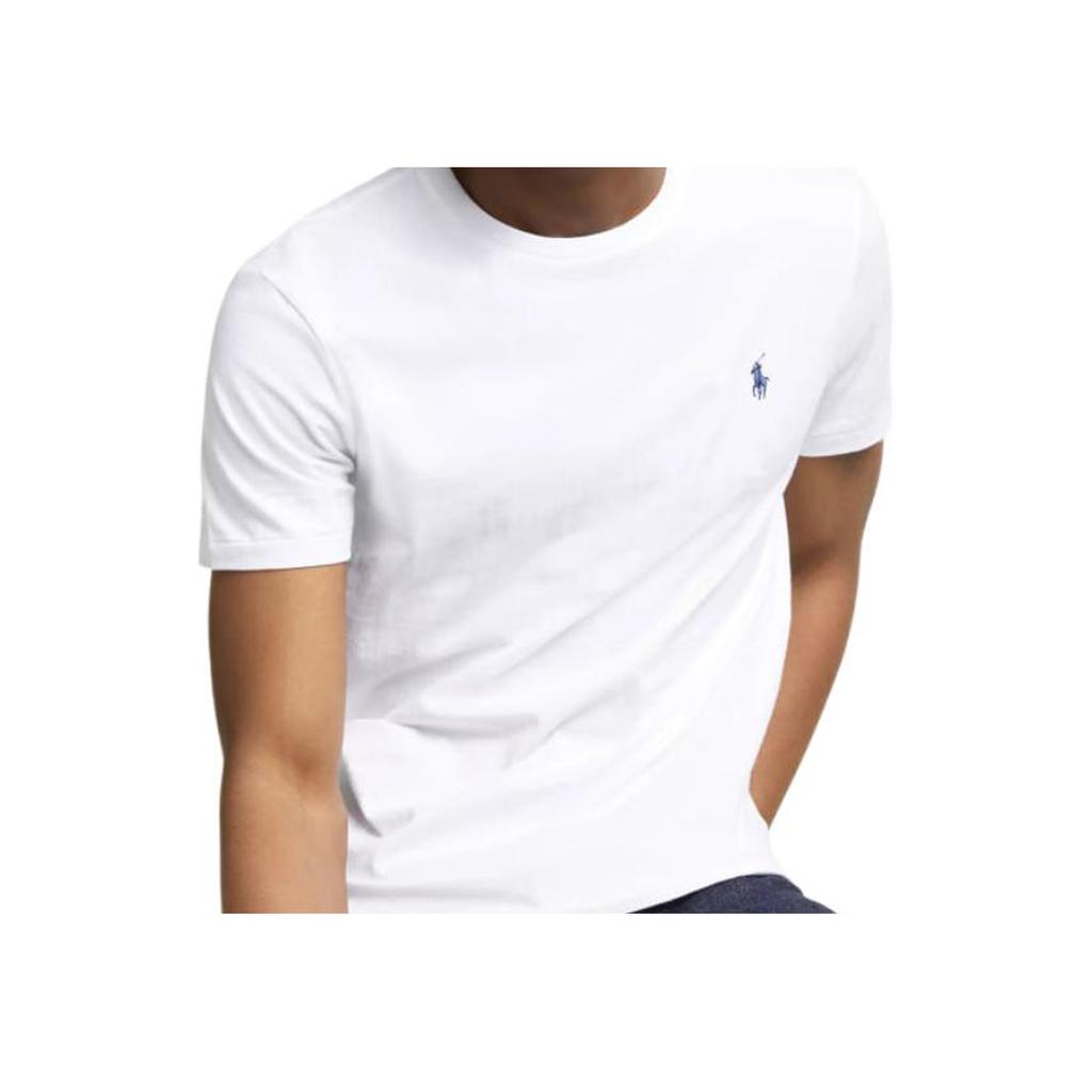 Polo Ralph Lauren Logo Embroidered Solid Color Crew Neck Short Sleeve T-Shirt Men Tops White 710706748-002