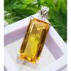 Pendente in Argento Sterling 925 con Zaffiro Giallo Creato in Laboratorio Taglio Smeraldo 72 Carati