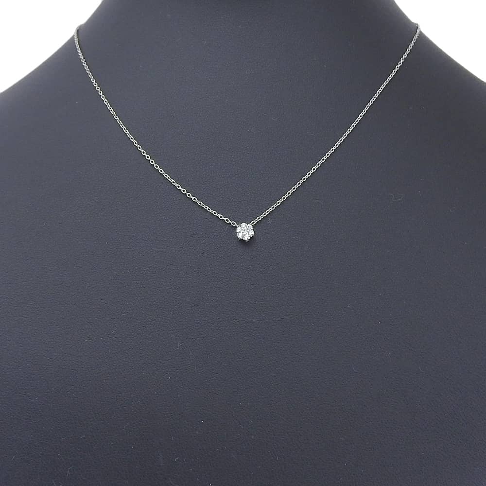 Ponte Vecchio flour Necklace 7P diamond K18 white gold/diamond flour 1.9g Women Used