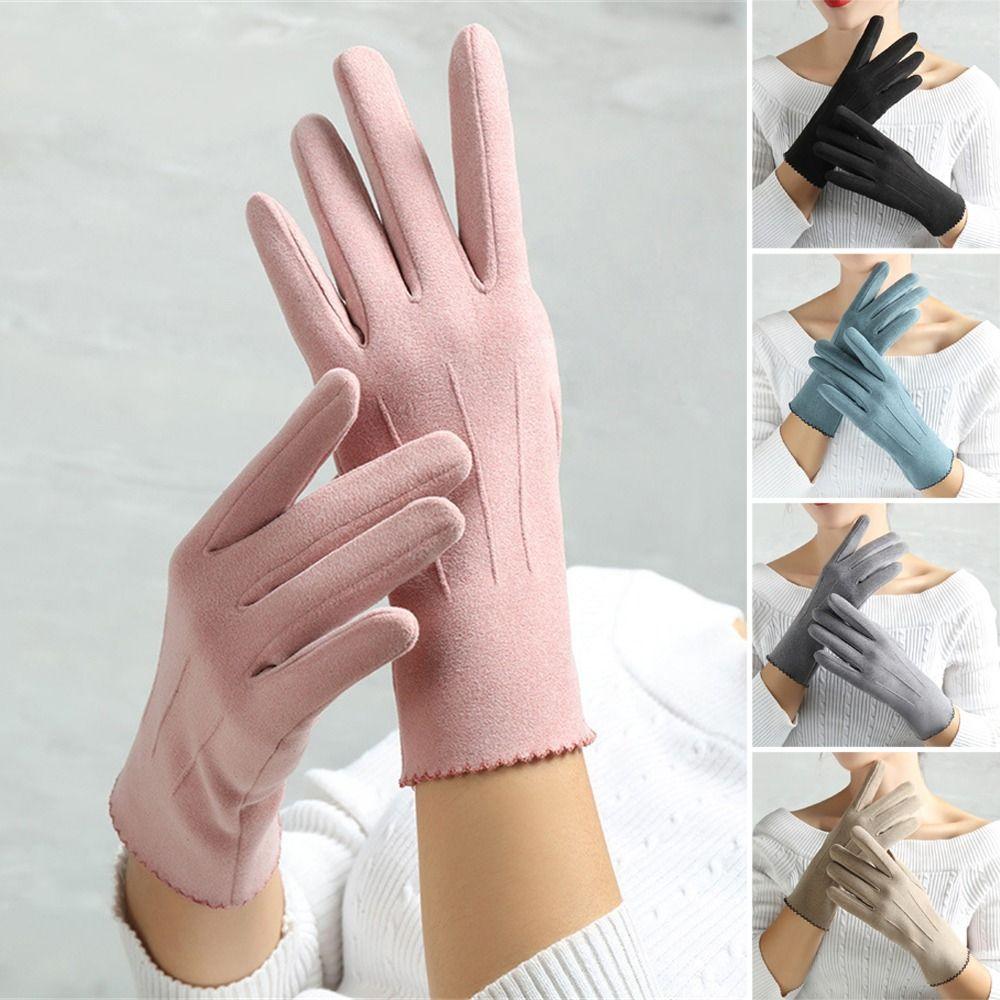 Thickened Warm Furry Gloves Thin Velvet Mittens Cashmere Gloves for Outdoor Cycling Driving