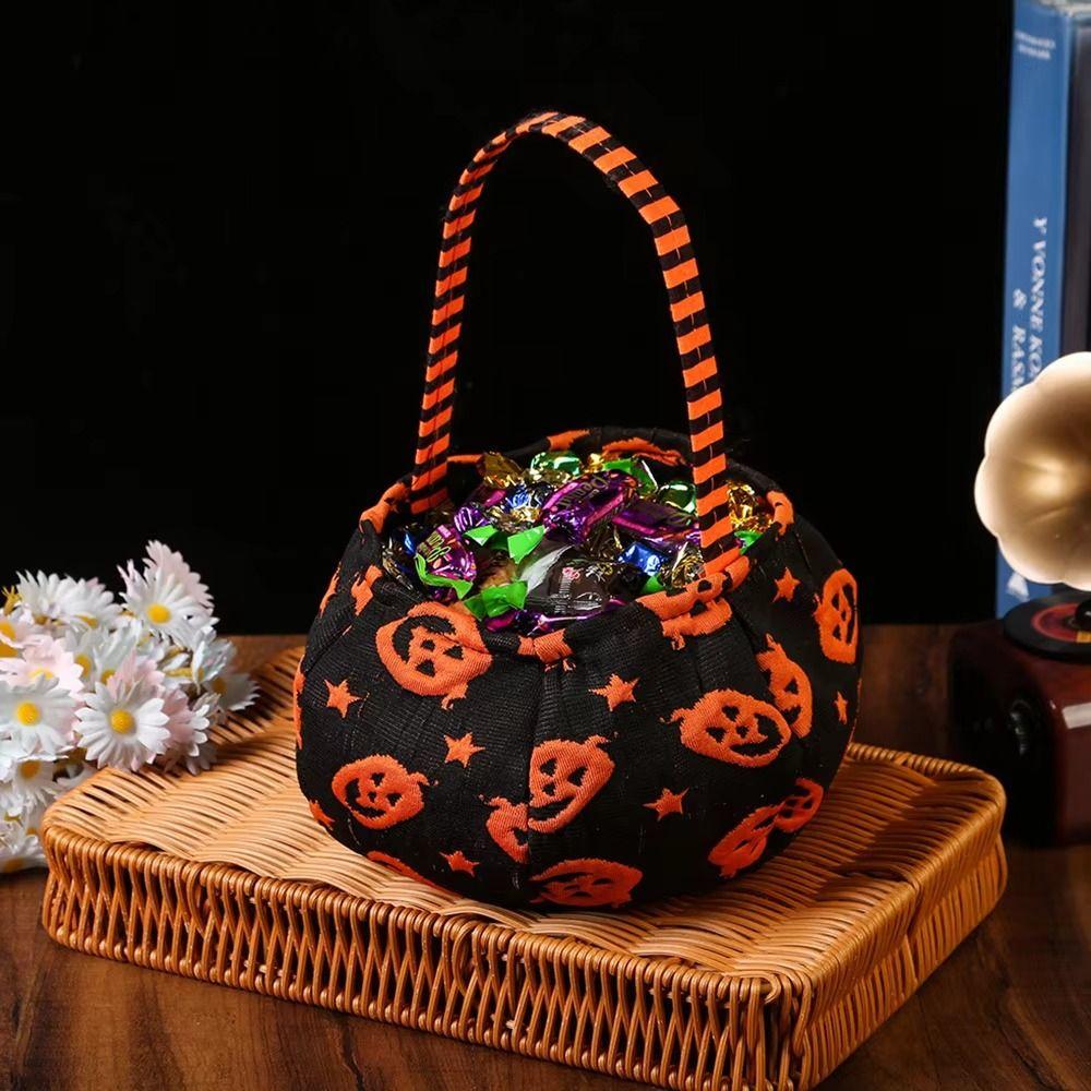 Cloth Pumpkin Candy Bucket Gifts Pouch Stuffed Cotton Tote Bags Funny Halloween Candy Bag  Gift
