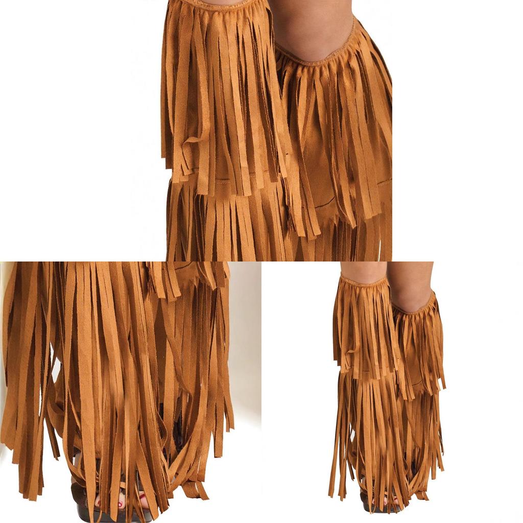 Halloween Festival Hippy Suede Boot Covers With Fringe For Women