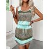 Women's Striped Print Sleeveless Dress Fashion Casual U-neck Off-the-shoulder Slip Dress