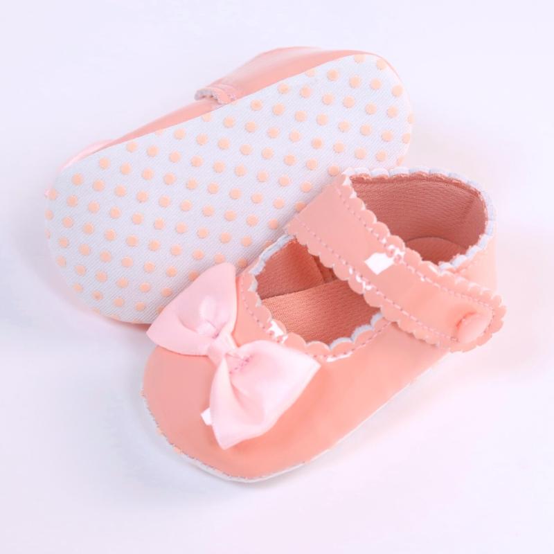 1 Pair Bowknot Princess Flat Cotton Bottom Walking Newborn Crib Dress Shoes 0-18 Months Classic Pu Leather Girl Baby Shoes