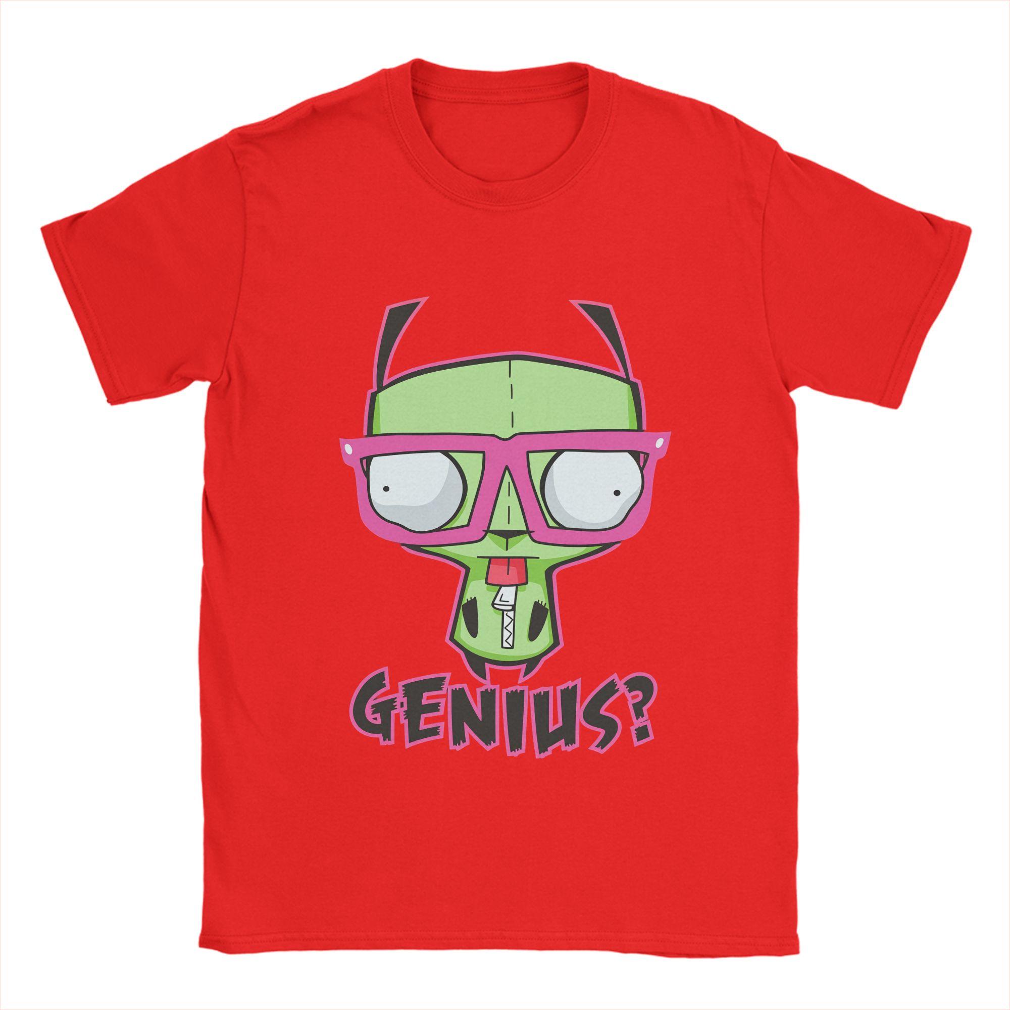 

Мужские футболки Invader Zim Gir Geniduh Одежда из чистого хлопка Смешные футболки с коротким рукавом и круглым вырезом Летние футболки S