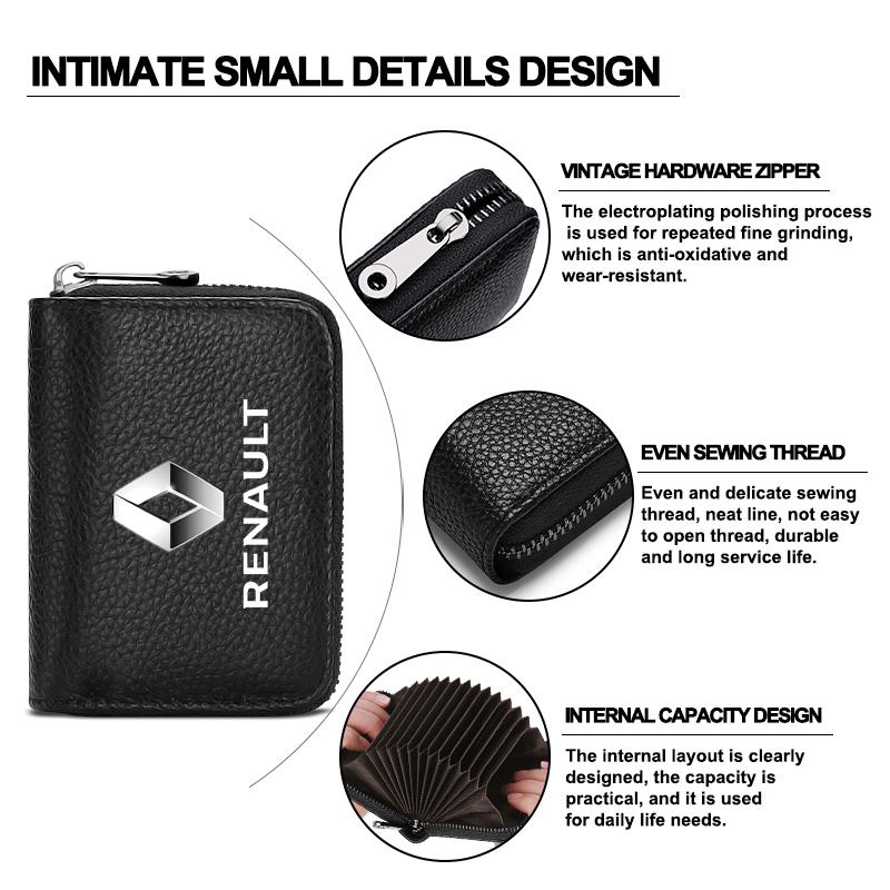 1 szt. Skórzany portfel na dowód tożsamości, prawo jazdy, kartę bankową, stylizacja samochodu dla Renault Dacia Clio Laguna 2 Megane 2 3 Duster Logan Captur