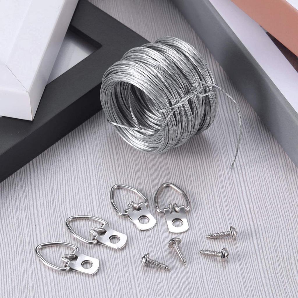 Heavy Duty Picture Hanging Kit Rust Resistant Metal Wire Supports Up To 30 Lbs for Hanging Mirror and Wall Art