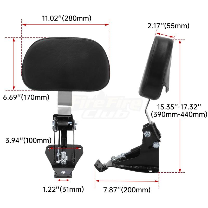 Motorcycle Chrome Front Driver Rider Backrest Mounting Kit For Harley Touring CVO Street Glide Road King Classic 2009-2023