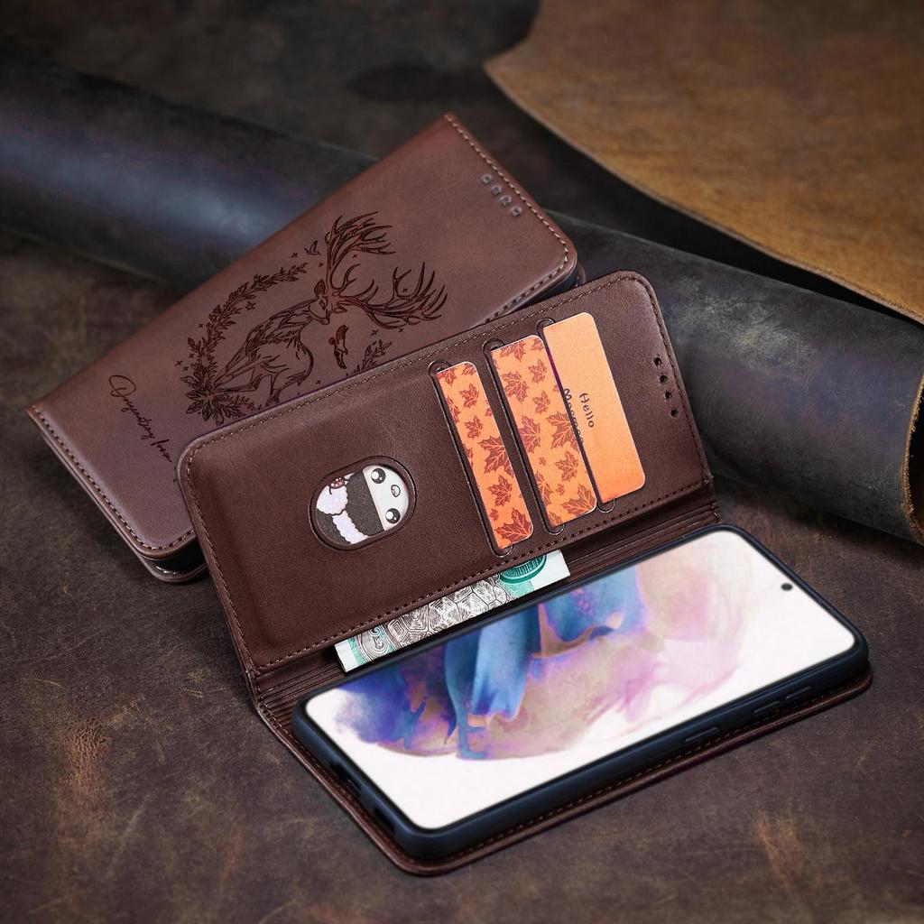 Luxus 3D Tier Leder Handy Brieftasche Hülle Buch Ständer Für iPhone 17 16 Pro Max Samsung Xiaomi Redmi Note 14 Honor Oppo Magnetischer Kartenhalter Klapphülle