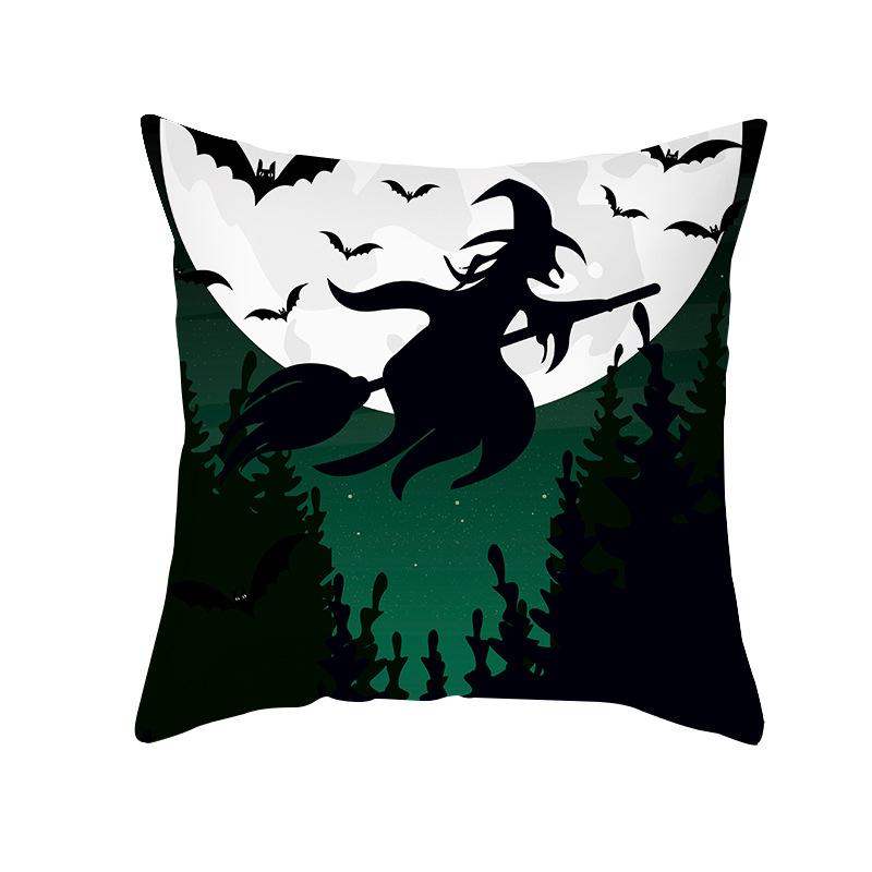 Home Cartoon Pumpkin Head Halloween Pillow Cover Peach Velvet Cushion Cover Office Sofa Cushion Cover