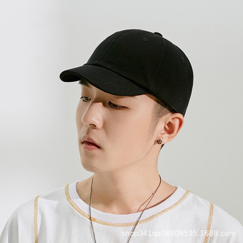 Black Short Brim American Retro Solid Color Hat Men Baseball Hat Men Korean Style Soft Top Baseball Cap Men Sun Hat