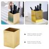 Stylish Gold Stainless Steel Pen Square Tool Pencil Desktop Storage Perfect for Storing Makeup Art Flower Toothbrush Trash and Perfect for Organizing