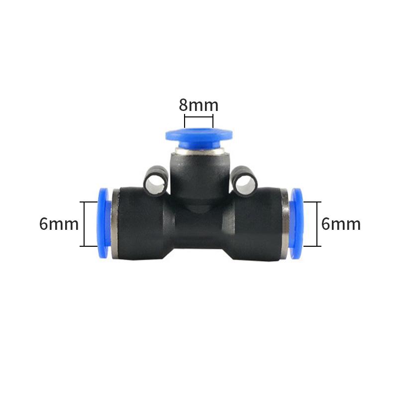 Pneumatic Pipe Quick Connector Air Tube Plastic T Type Tee Three-way Straight Push Lock Joint Hose Connector 4mm/6mm/8mm/10mm