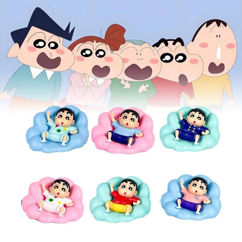 Cloud Pajamas 6pcs Crayon Shin Chan Toy Doll Pvc Model Desktop Decor Xmas Gifts