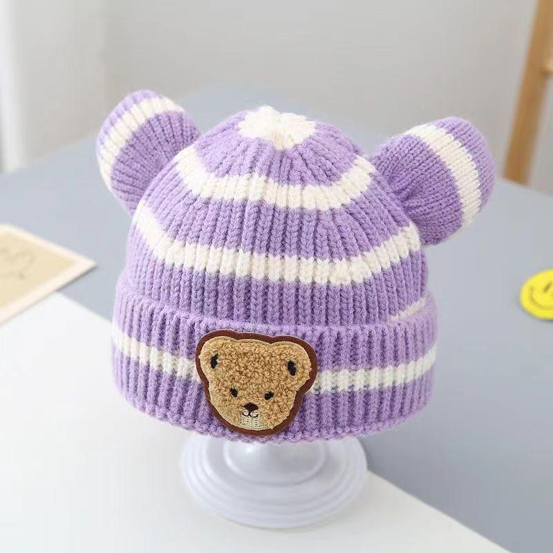 

Baby hat autumn and winter cute super cute bear baby children ear hat warm plush hat boys and girls pullover