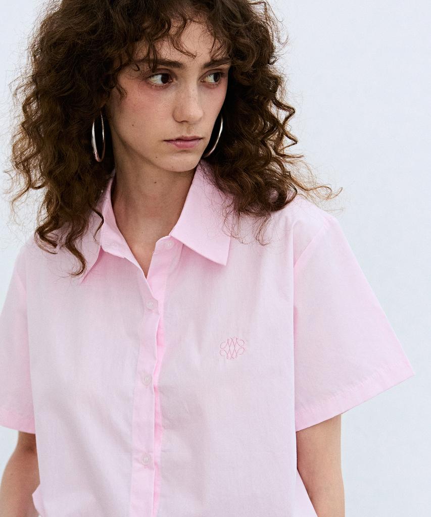 Nigaennikol Standard Collar Half Shirt_Pink