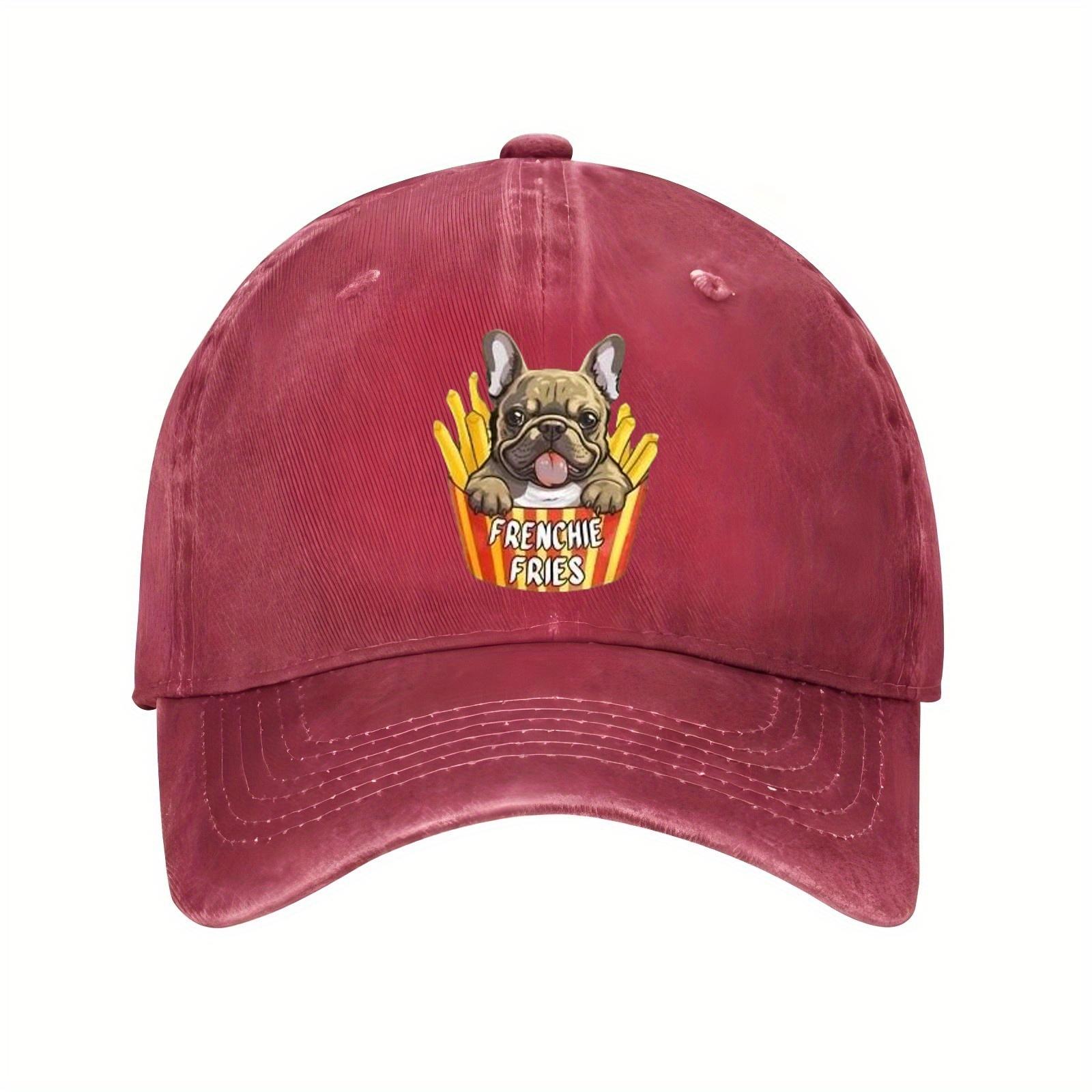 Frenchie Fries Dog Lover French Bulldog Baseball Cap Vintage Washed Adult Casual Hat One Size