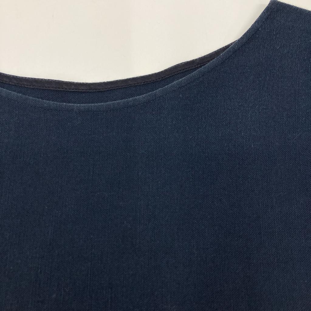 JURGEN LEHL J0141FA321 Blue Cotton Linen Boat Neck Tunic dress M NavyUsed