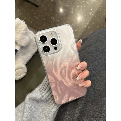 Capa Fluindo Gradiente Prata Suave para iPhone 15 14 Pro Max 13 12 Pro 11 x XR Xs Capa Transparente Doce Fofa para iPhone