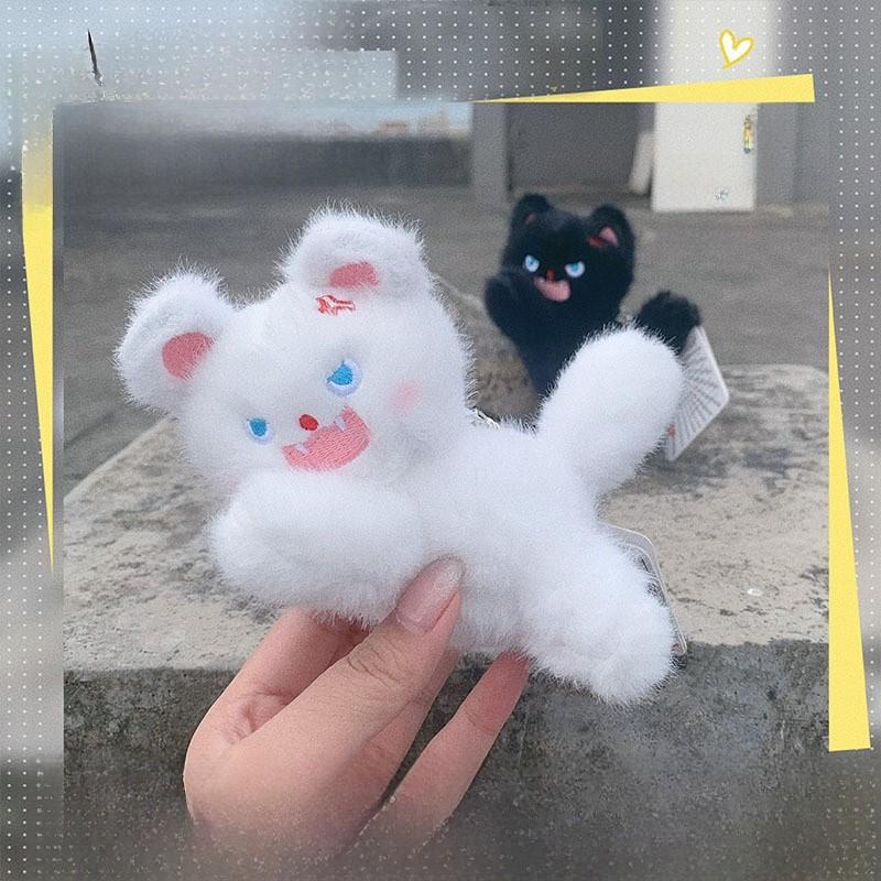 Angry Jinnew Creative Toothed Cat With Magnetic Attraction Keychain Bag Earphone