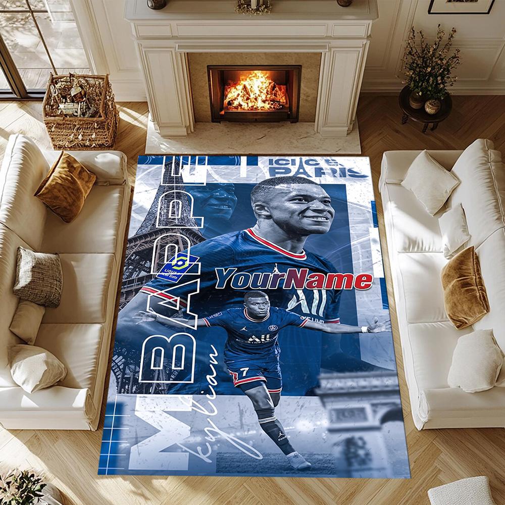 Mbappe 293 Customizable Name Floor Mat Design for Dormitory Living Rooms Foyer Hallway Antislip Carpet Office Home Decor Wedding Party Gift