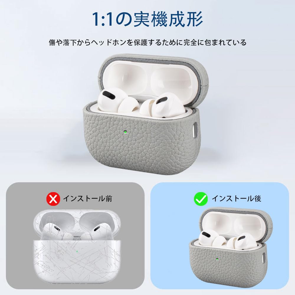 Genuine Leather Case for AirPods Pro 3 2025 New AirPods Pro 3 Protective Full Wireless Charging Visible LED Light (YEZHU Release) Shockproof,