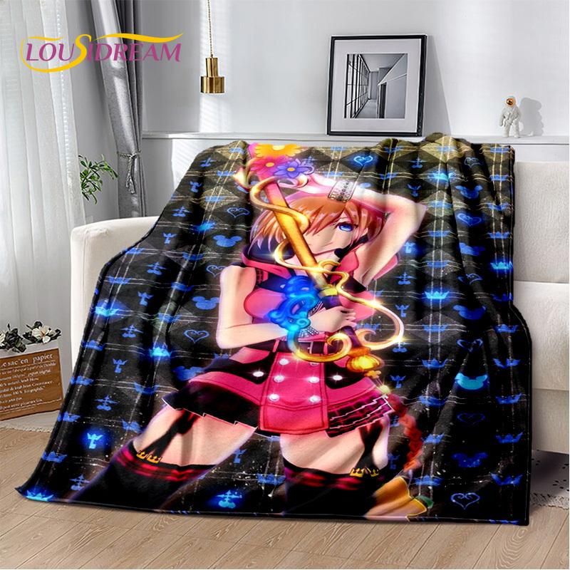 Weiche Plüschdecke mit 3D-Cartoon-Motiv „Kingdom Hearts“, Flanelldecke, Überwurfdecke für Wohnzimmer, Schlafzimmer, Bett, Sofa, Picknick, Kindergeschenk