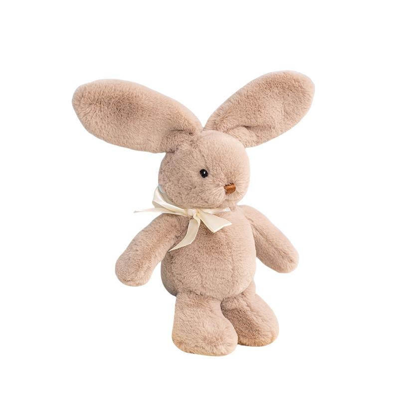 

25CM Kawaii Cartoon Simulation Anime Bow Tie Long Eared Rabbit Stuffed Animal Plush Toy Children s Rabbit Handmade Doll Gift 25cm коричневий