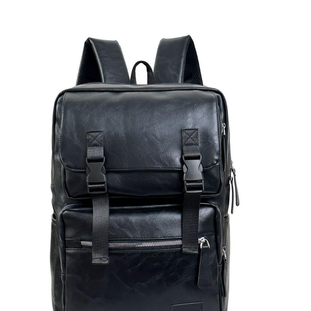 Schoolbag Vintage PU Leather Backpack Men's Large Capacity Computer Backpack Fashion Trend Lightweight Travel Bag Student Backpack Women