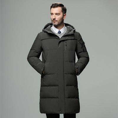 Down Jacket Men's White Duck Down Winter New Hooded Down Jacket Men's Medium and Long Youth Warm Casual Jacket