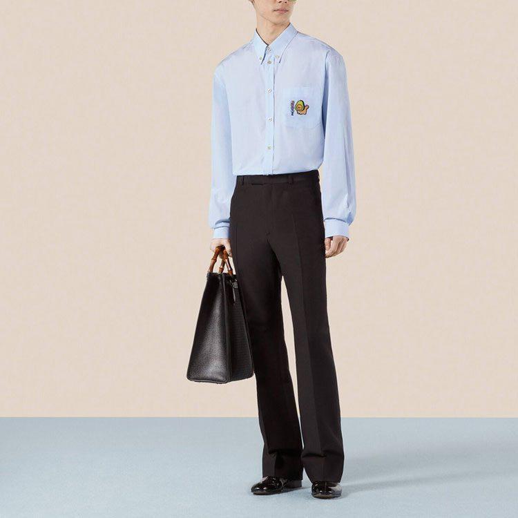 Gucci Shirts Men's Light Blue Pointed Collar Moderate Other 734120-ZAMHD-9716