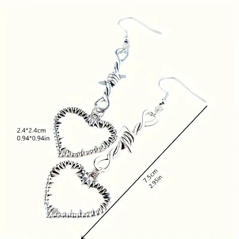 Fashion Bramble Heart Pendant Earrings Vintage Gothic Heart Pendant Earrings Accessories
