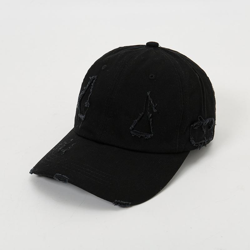 

Fashion Solid Color Punk Holes Baseball Cap Men Women Cotton Snapback Peaked Hat Outdoor Hip Hop Sports Street Sunscreen Hats 56-60cm чорний