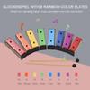 Xylophone coloré Glockenspiel à 8 notes, plaques métalliques amovibles de couleur arc-en-ciel, cloches de résonateur avec