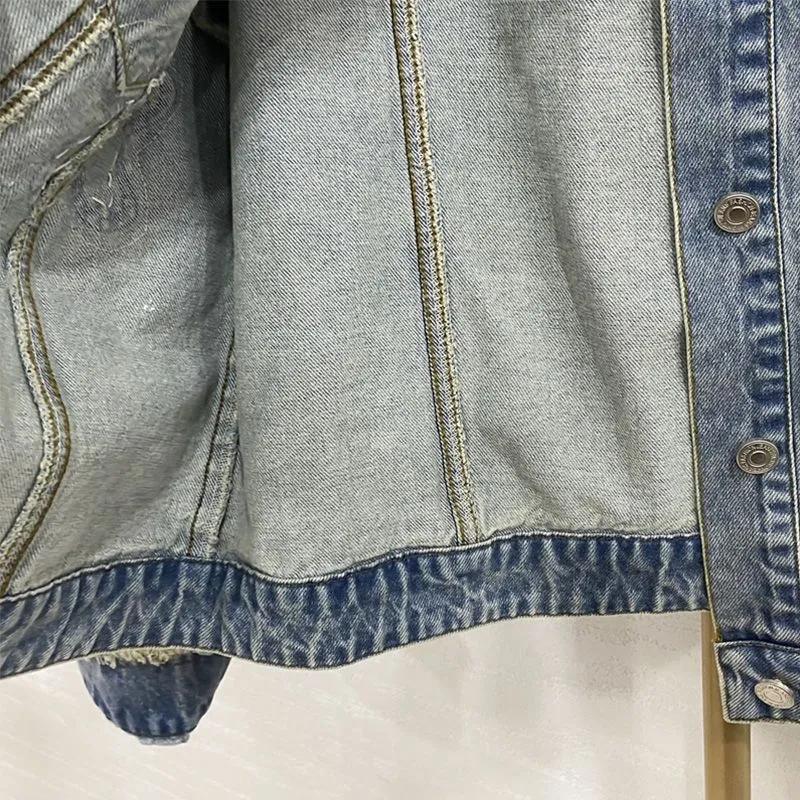 Women's Spring and Autumn Denim Jacket Small Design Solid Color Round Neck Jacket