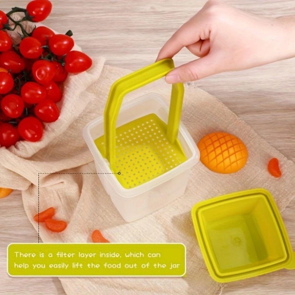 Reusable Pickle Container with Strainer BPA Free Mess-Free Storage Pickle Jar with Lid Pickle Holder Jalapeno Container
