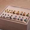 Henson Stainless Steel Double-Headed Zircon Butterfly Stud Earrings