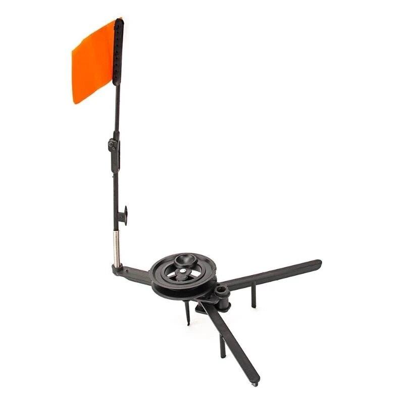 Ice Fishing Rod Tip-Up Compact Metal Poles Orange Flags Angler Tackles Accessory Portable ABS Winter Outdoor Fishing Tools