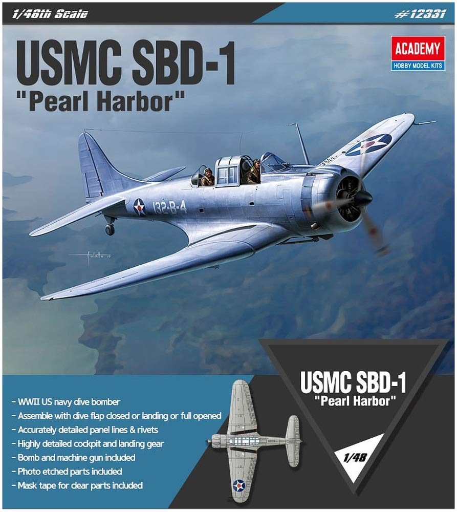 Academy 1/48 Scale US Marine Corps SBD-1 Dauntless Pearl Harbor Plastic Model Kit 12331