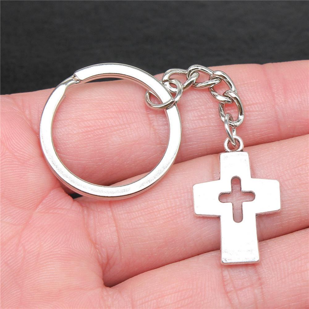 Cross Religious Amulet Keychain for Family Trendy Cute Fathers Day Gift Streetwear Key Organizer