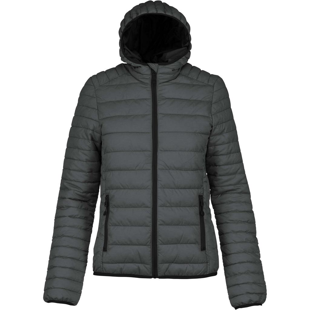 Kariban Leichte wattierte Damen-/Damenjacke mit Kapuze