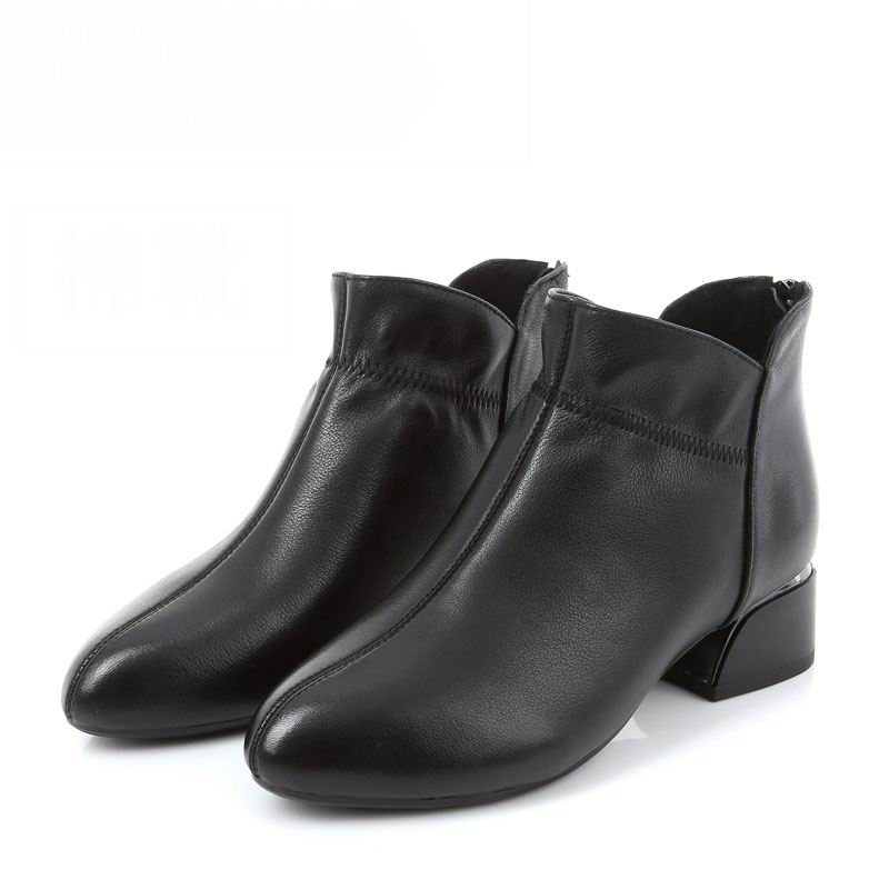 Modă GKTINOO Modă Piele Naturală Botine Femei Tocuri Groase Fermoar Vârf Ascuțit Toamnă Iarnă Pantofi Femei Talpă Moale Botine Scurte